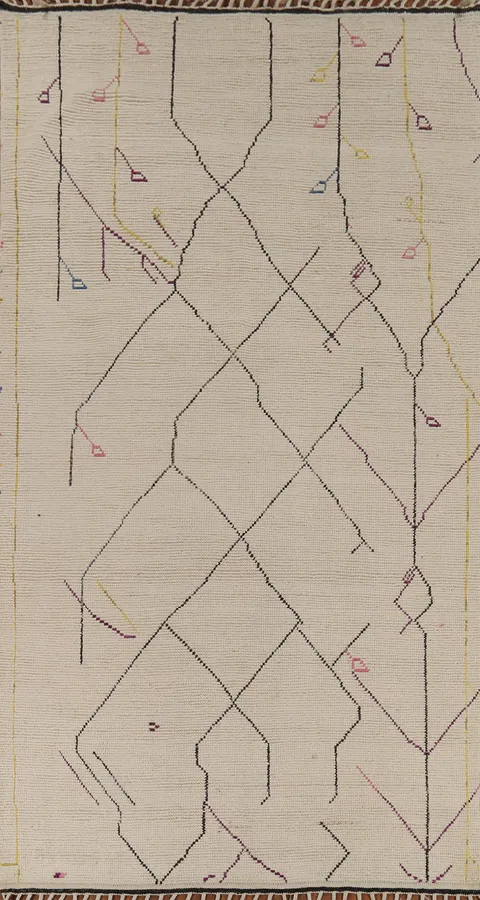Handmade Wool Moroccan Abstract Area Rug 6x13