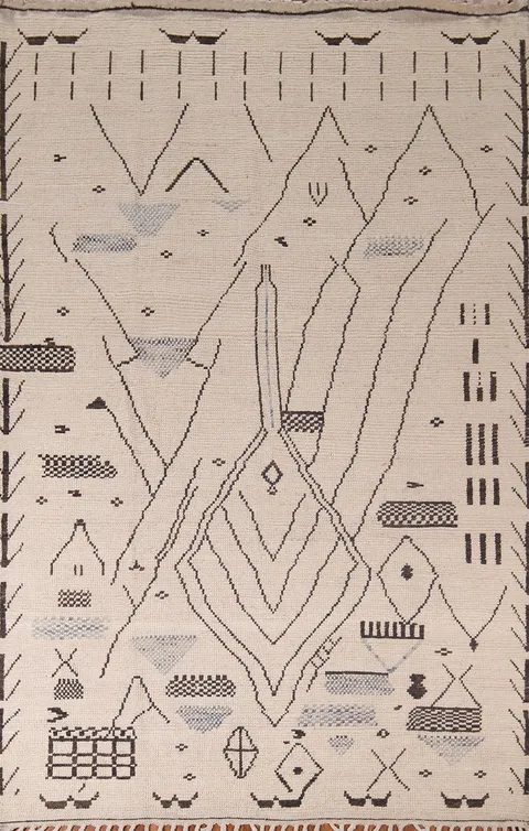 Handmade Wool Ivory Moroccan Area Rug 7x10