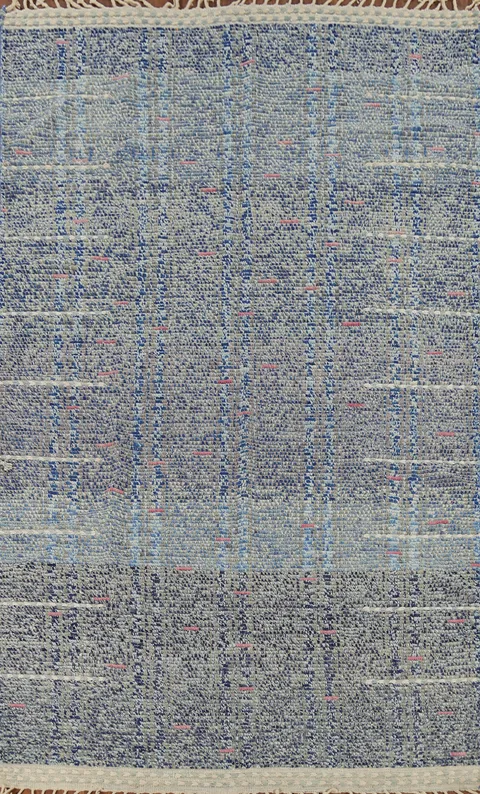 Gray & Blue Striped Moroccan Living Room Rug 6x10