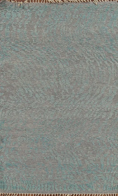 All-Over Gray & Blue Moroccan Abstract Area Rug 5x8