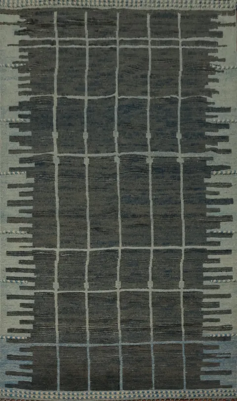 Earth Tone Wool Moroccan Living Room Area Rug 8x12