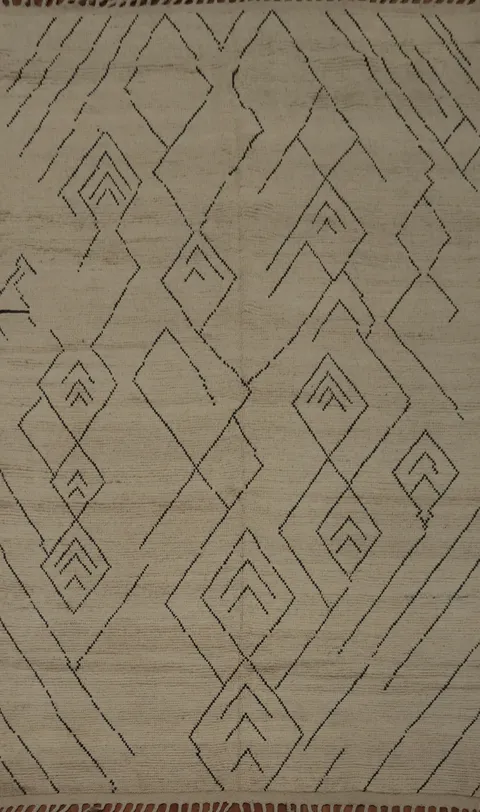 All-Over Ivory Moroccan Modern Area Rug 7x11