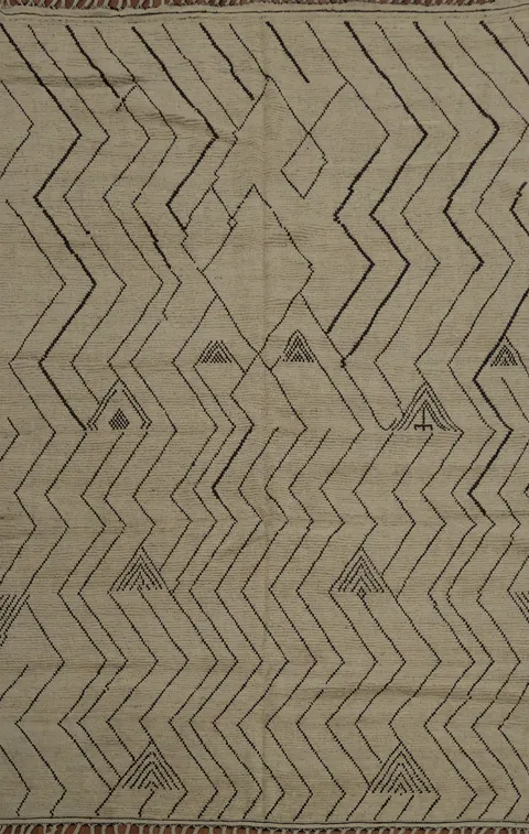 Earth Tone Wool Moroccan Modern Area Rug 8x11