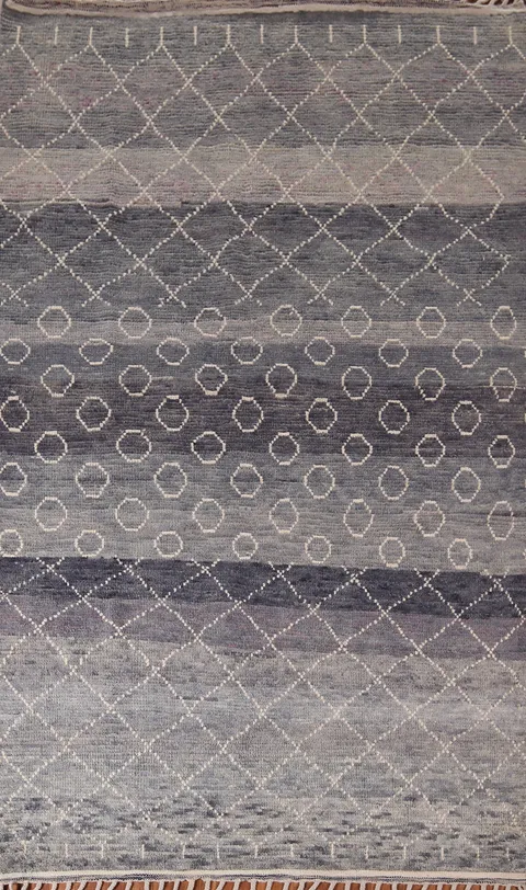 Grays & Blues Trellis Moroccan Oriental Area Rug 6x10