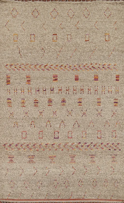 Earth Tone Wool Moroccan Oriental Area Rug 6x9