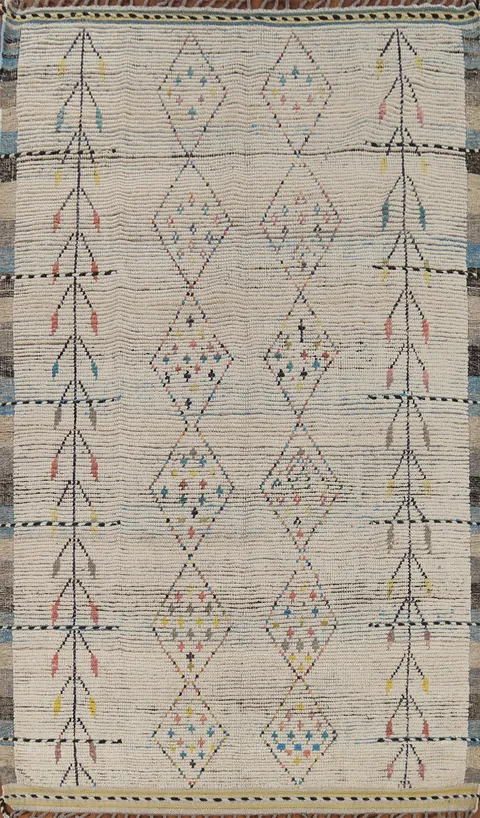 Striped Geometric Moroccan Wool Area Rug 6x10