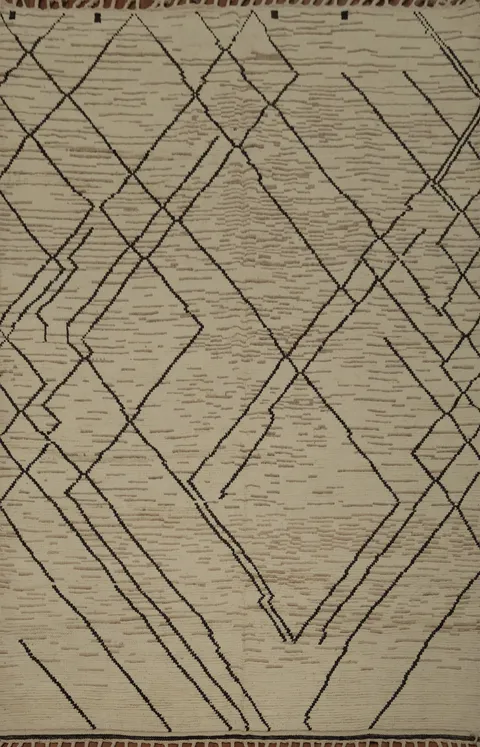 Earth Tone Wool Moroccan Oriental Area Rug 7x11