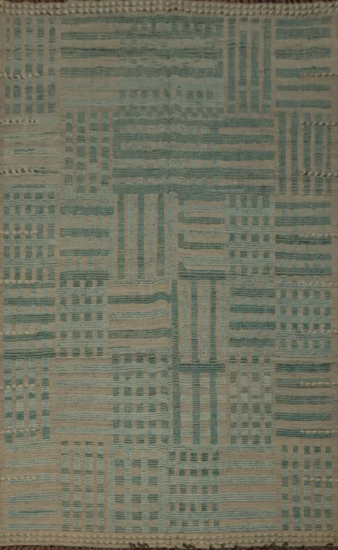 Artistic Handcrafted Moroccan Area Rug 8x11 Featuring Stripe Designs