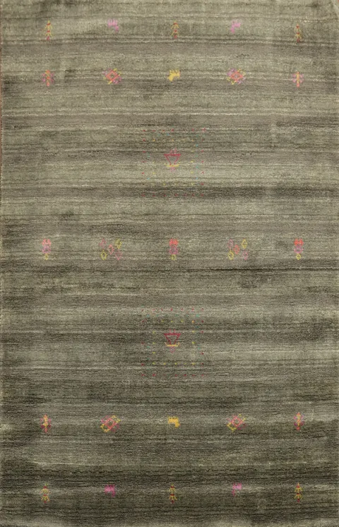 Striped Brown Gabbeh Indian Accent Rug 4x6