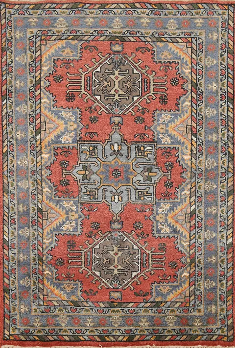 Handmade Geometric Khotan Oriental Rug 4x6