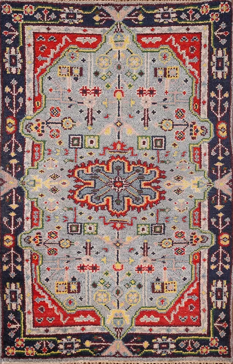Geometric Wool Kazak Oriental Rug 3x5