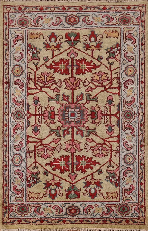 Handmade Floral Oushak Oriental Foyer Rug 3x5