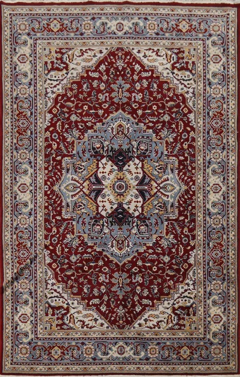 Geometric Red Tabriz Turkish Area Rug 6x10