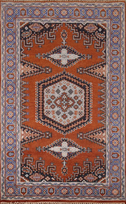 Orange Geometric Viss Indian Accent Rug 4x6