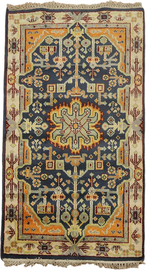 Blue Geometric Kazak Indian Accent Rug 3x5