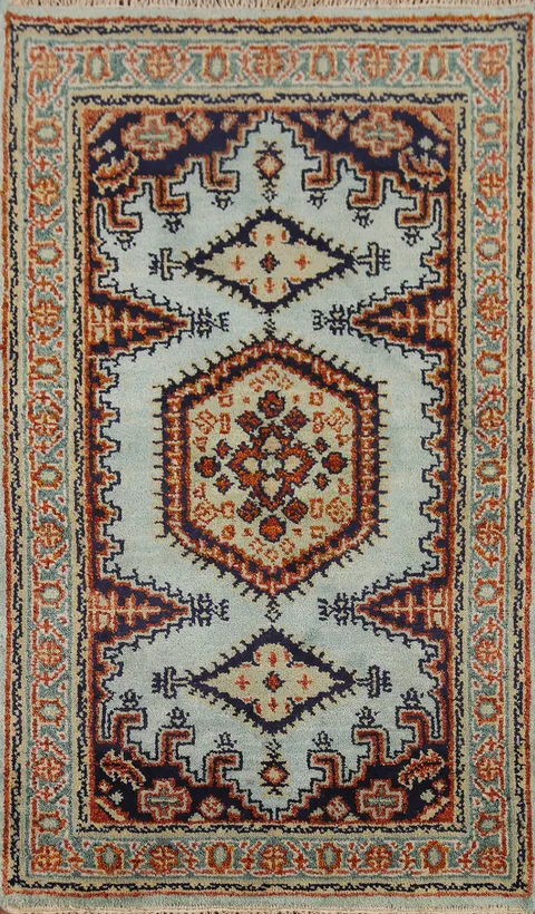 Turquoise Geometric Viss Indian Accent Rug 3x5