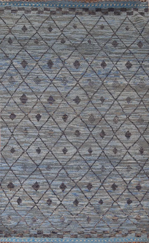 Blue Trellis Moroccan Handmade Area Rug 6x10