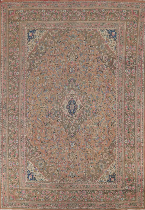 Traditional Floral Mashad Persian Area Rug 9x12