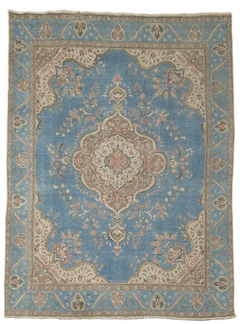 Blue Handmade Floral Tabriz Persian Area Rug 10x13