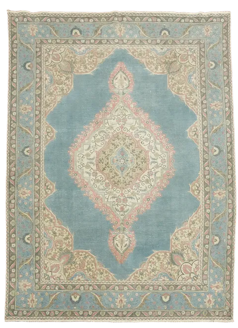 Antique Style Persian Blue Rug with Exquisite Medallion and Floral Patterns 8'x11'