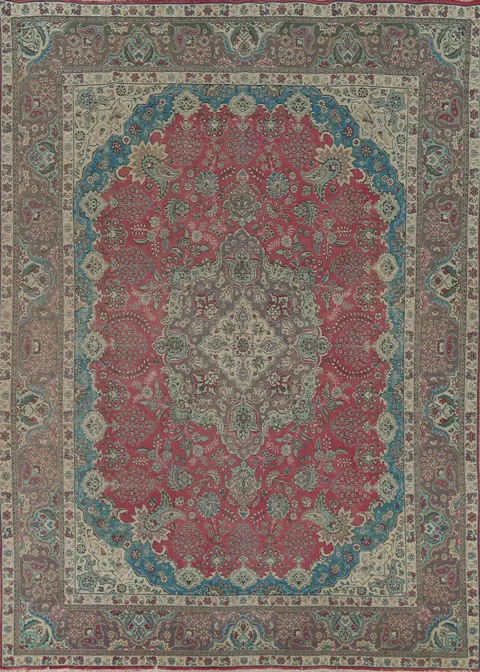 Vintage Wool Tabriz Persian Area Rug 10x13