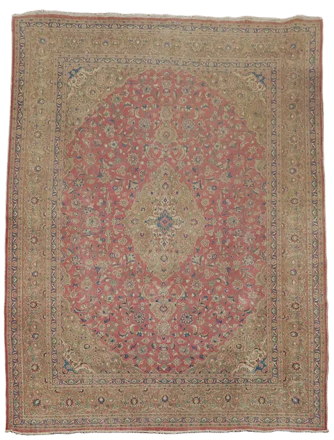 Traditional Pink Mashad Persian Area Rug 9x12