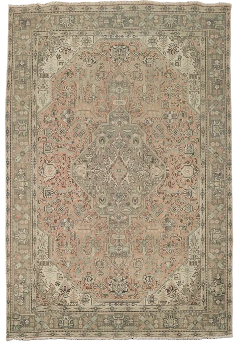 Vintage Wool Geometric Tabriz Persian Area Rug 8x11
