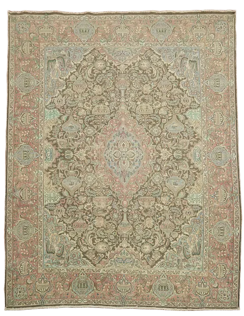 Vintage Brown Dynasty Kashmar Persian Area Rug 10x13