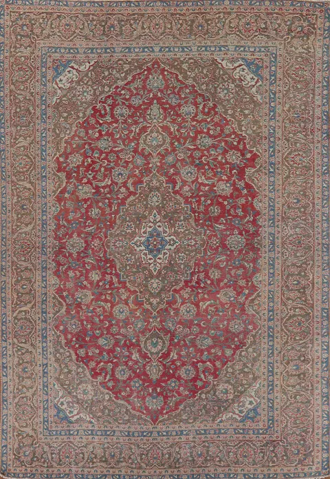 Traditional Floral Mashad Persian Area Rug 9x13