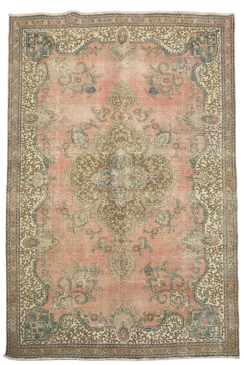 Distressed Wool Tabriz Persian Area Rug 7x11