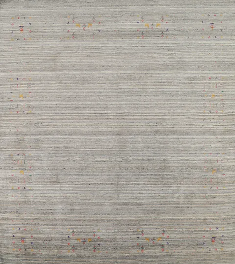Striped Gray Gabbeh Square Oriental Rug 8x8