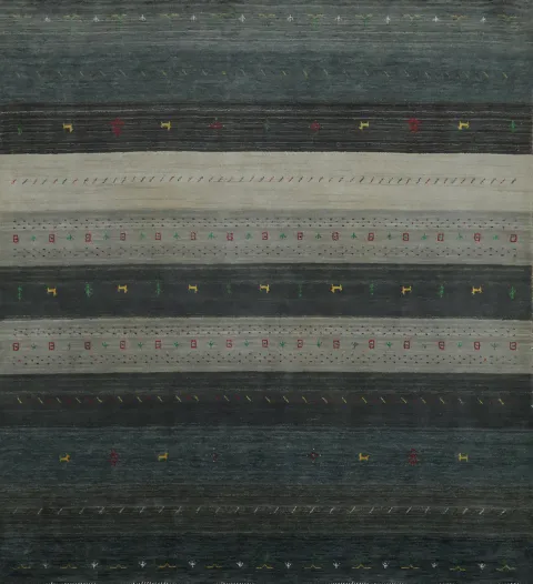 Tribal Striped Gabbeh Oriental Square Rug 9x9