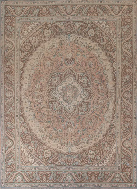 Vintage Wool Floral Tabriz Persian Area Rug 10x13