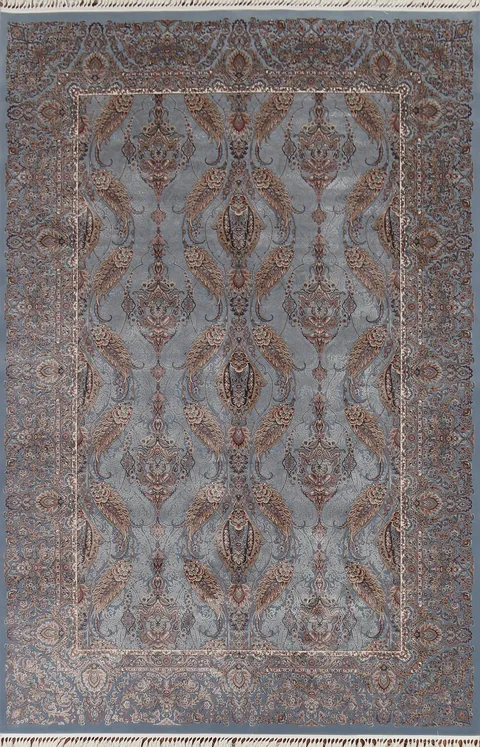 Luxurious Blue Qum Turkish Area Rug 7x10
