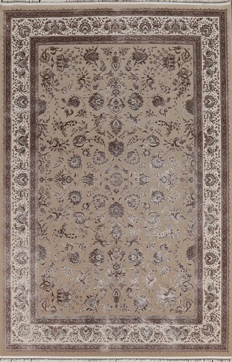 All-Over Floral Silk Qum Living Room Area Rug 7x10