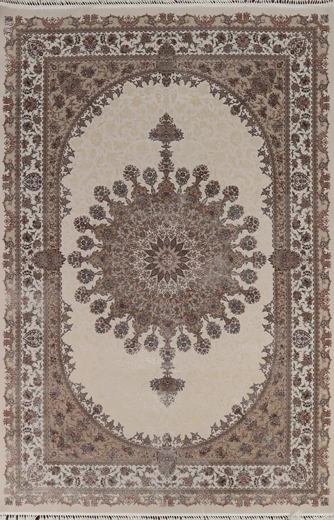 Victorian Style Ivory Qum Turkish Area Rug 7x10