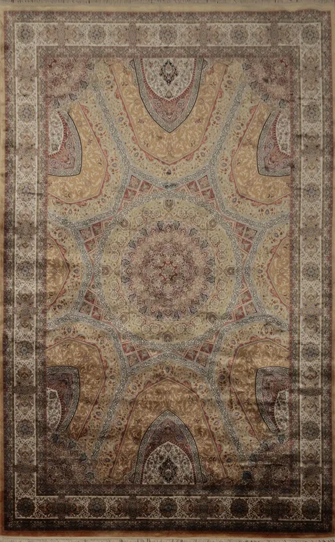 Classic Qum Area Rug 7x10 with Ornamental Pattern and Rich Hues