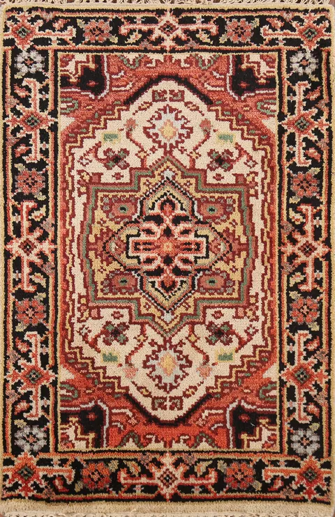 Geometric Heriz Serapi Indian Accent Rug 2x3