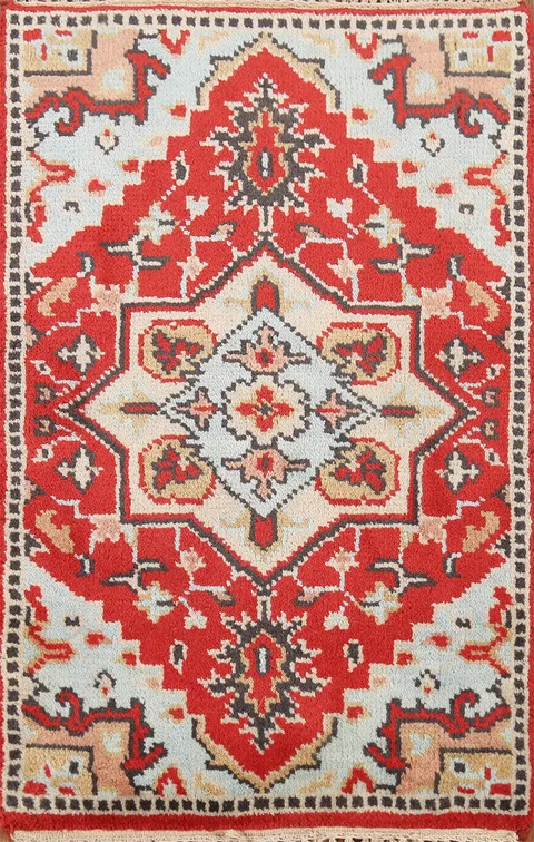 Geometric Red Kazak Indian Accent Rug 2x3
