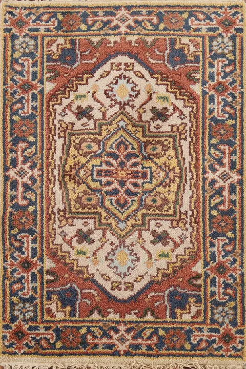 Geometric Wool Heriz Serapi Indian Accent Rug 2x3