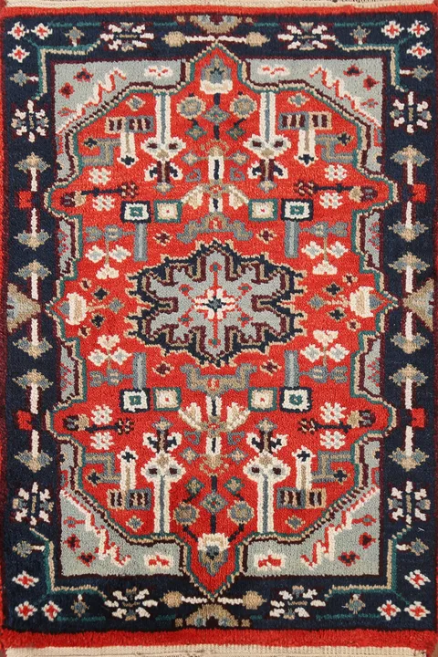 Orange Wool Geometric Kazak Indian Accent Rug 2x3