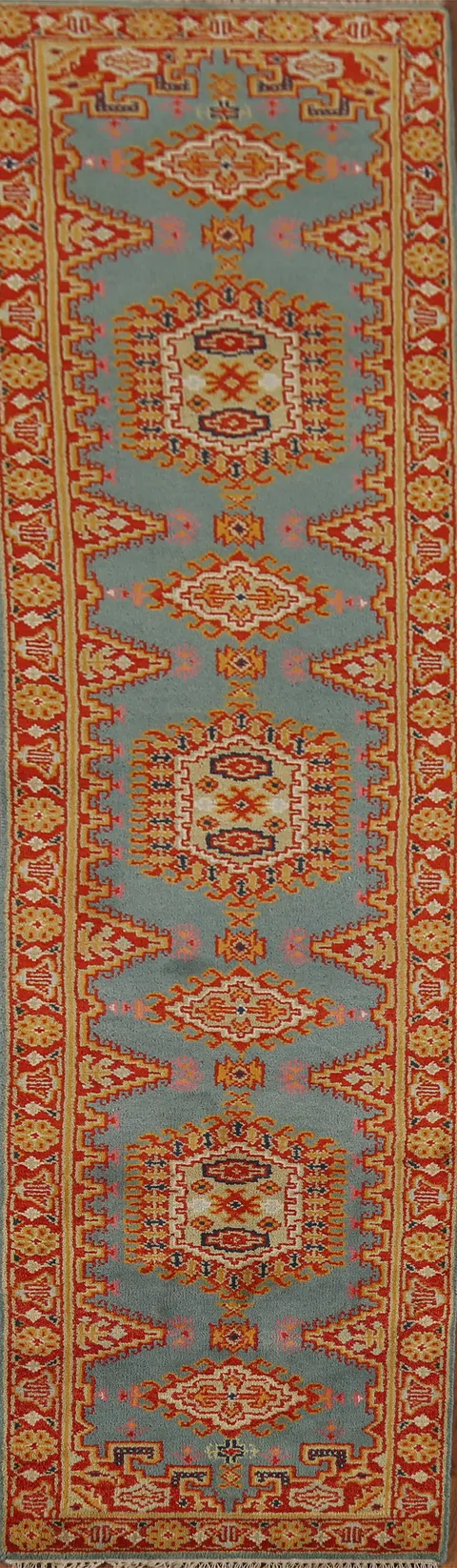 Handmade Geometric Viss Indian Runner Rug 3x12