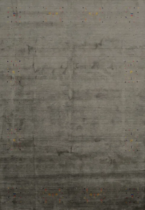 Minimalist Gray Gabbeh Area Rug 8x10 with Artistic Patterns
