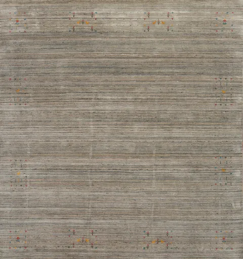 Handmade Wool Striped Gabbeh Square Area Rug 10x10