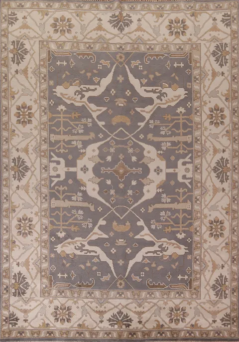 Handmade Gray Wool Oushak Indian Area Rug 9x12