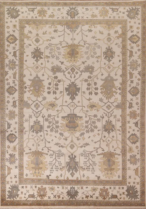 All-Over Handmade Wool Oushak Indian Area Rug 9x12