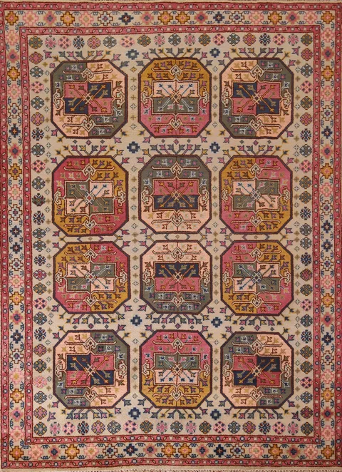 All-Over Geometric Khotan Indian Area Rug 8x10