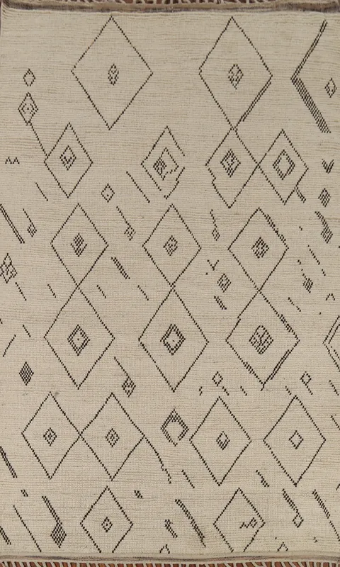 Geometric Ivory Moroccan Modern Area Rug 6x10