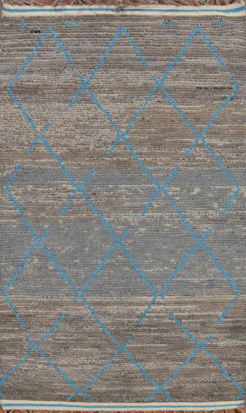 Handmade Trellis Moroccan Oriental Rug 4x7