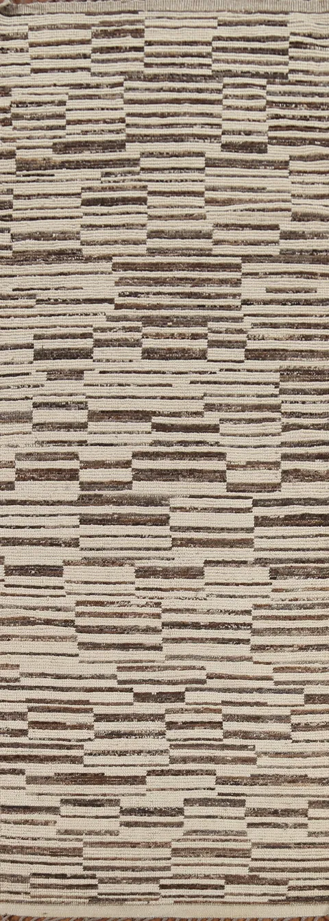 All-Over Striped Moroccan Oriental Runner Rug 4x14